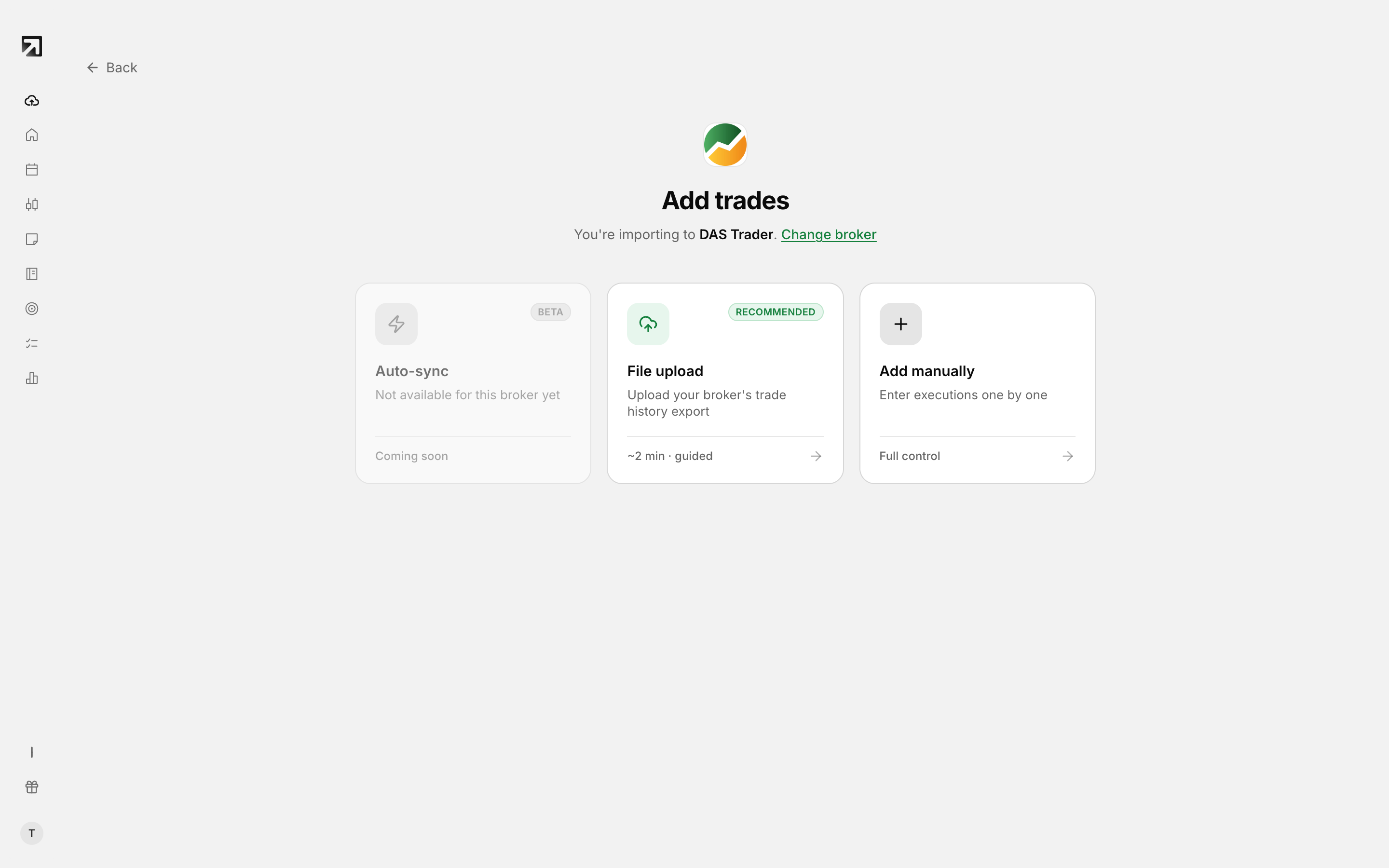 Choose Manual entry instead of uploading a file.